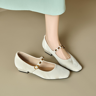 粗跟女鞋 早春漂亮单鞋 玛丽珍方头浅口女鞋 绝美不累脚2026新款 女款