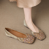 子女2026新款 春款 法式 巨好看气质复古平底鞋 浅口方头单鞋 女不累脚