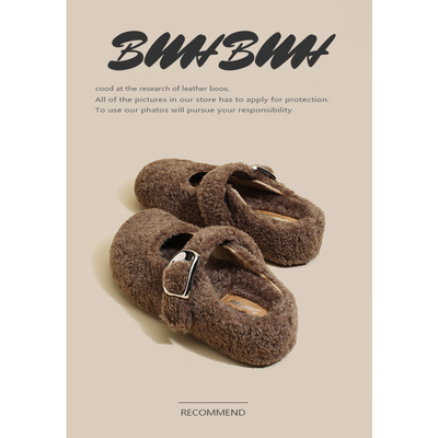 巨好看厚底毛毛拖鞋女秋冬外穿