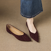 复古浅口女鞋 女不累脚 巨好看尖头浅口绝美平底单鞋 新款 2026秋爆款