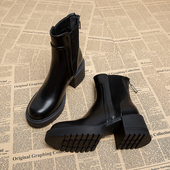 巨好看马丁靴子女秋2025新款 超火高跟短靴女粗跟瘦瘦靴韩系小踝靴