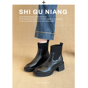 巨好看羊皮靴子女秋冬2025新款 高跟小短靴女瘦瘦靴洋气小踝靴 爆款