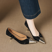 小高跟国风女鞋 2026新款 春款 法式 细跟尖头浅口巨好看单鞋 女不累脚
