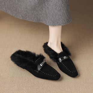 巨好看毛毛拖鞋女冬季外穿2025新款爆款一脚蹬包头拖单鞋女不累脚