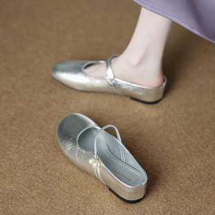 银色包头拖鞋女夏外穿2026新款高级绝美不累脚增高半拖夏天配裙子