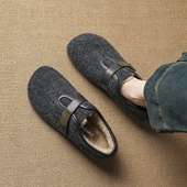 一脚蹬秋冬爆款 法式 复古加绒单鞋 巨好看勃肯毛毛鞋 女外穿毛呢棉鞋