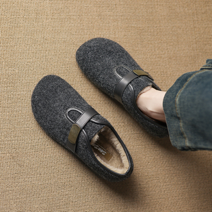 女外穿毛呢棉鞋 巨好看勃肯毛毛鞋 复古加绒单鞋 法式 一脚蹬秋冬爆款