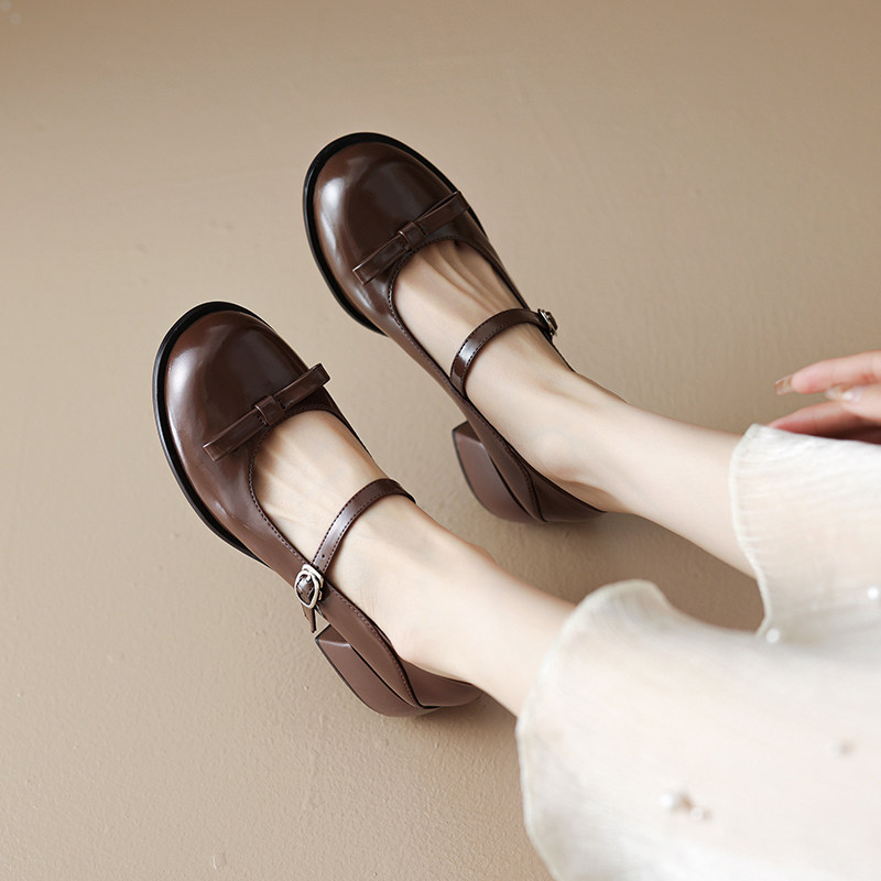 高跟玛丽珍JK小皮鞋女2026春夏季新款浅口单鞋女配裙子粗跟晚晚鞋