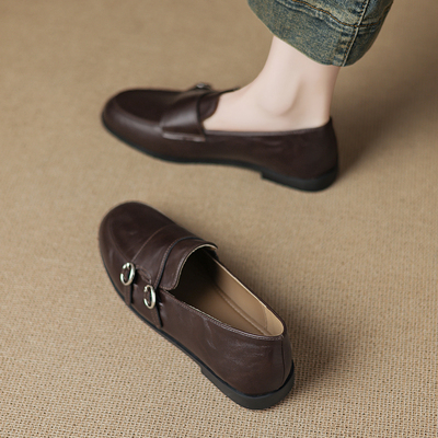 巨好看小皮鞋单鞋女一脚蹬乐福鞋