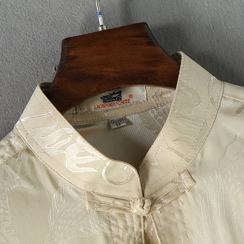 CHINESE STYLE TANG COSTUME MENS 2024 SPRING WEAR MENS LONG SLEEVE SPRING DAD SUIT FOR THE MIDDLE-AGED AND ELDERLY THIN RED BOUTIQUE SUIT