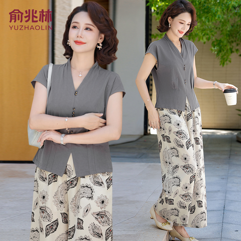 妈妈夏装短袖小衫上衣阔太太