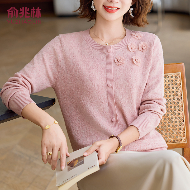 2025新款针织衫中老年女装五十多岁休闲宽松针织衫妈妈装上衣小衫