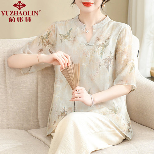 妈妈夏装2025新款雪纺小衫时尚