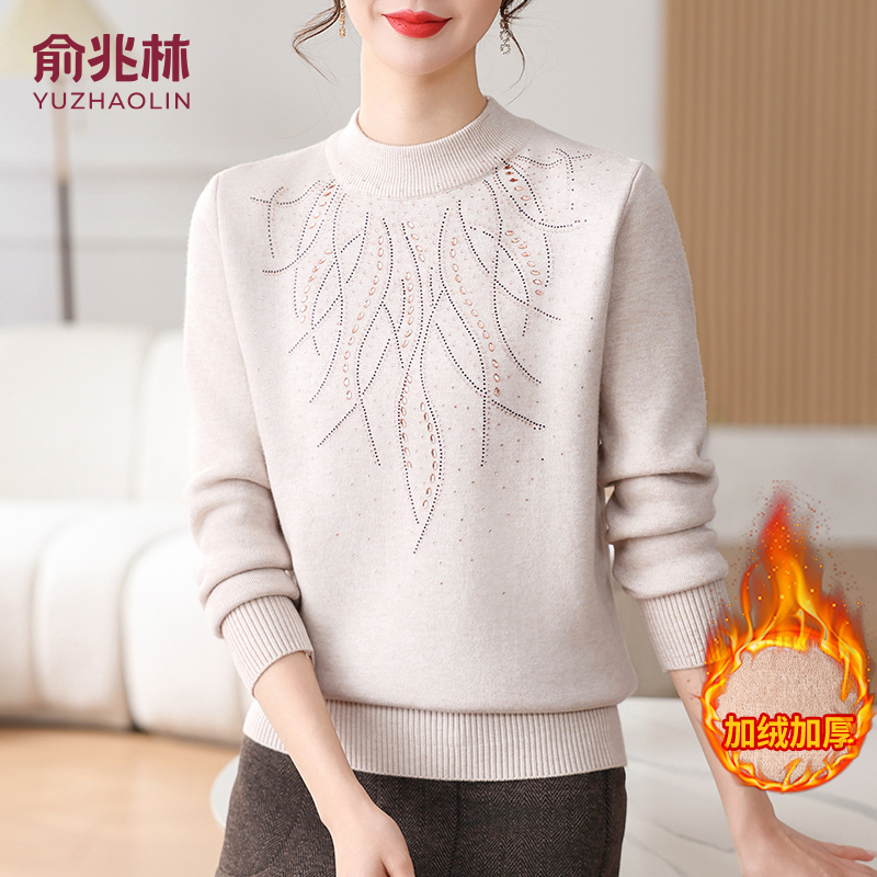 俞兆林妈妈时尚针织衫加绒针织毛衣