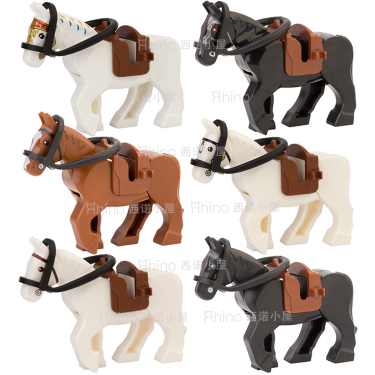 中古动物战马戒灵马配马鞍缰绳国产配件拼插积木人仔玩具