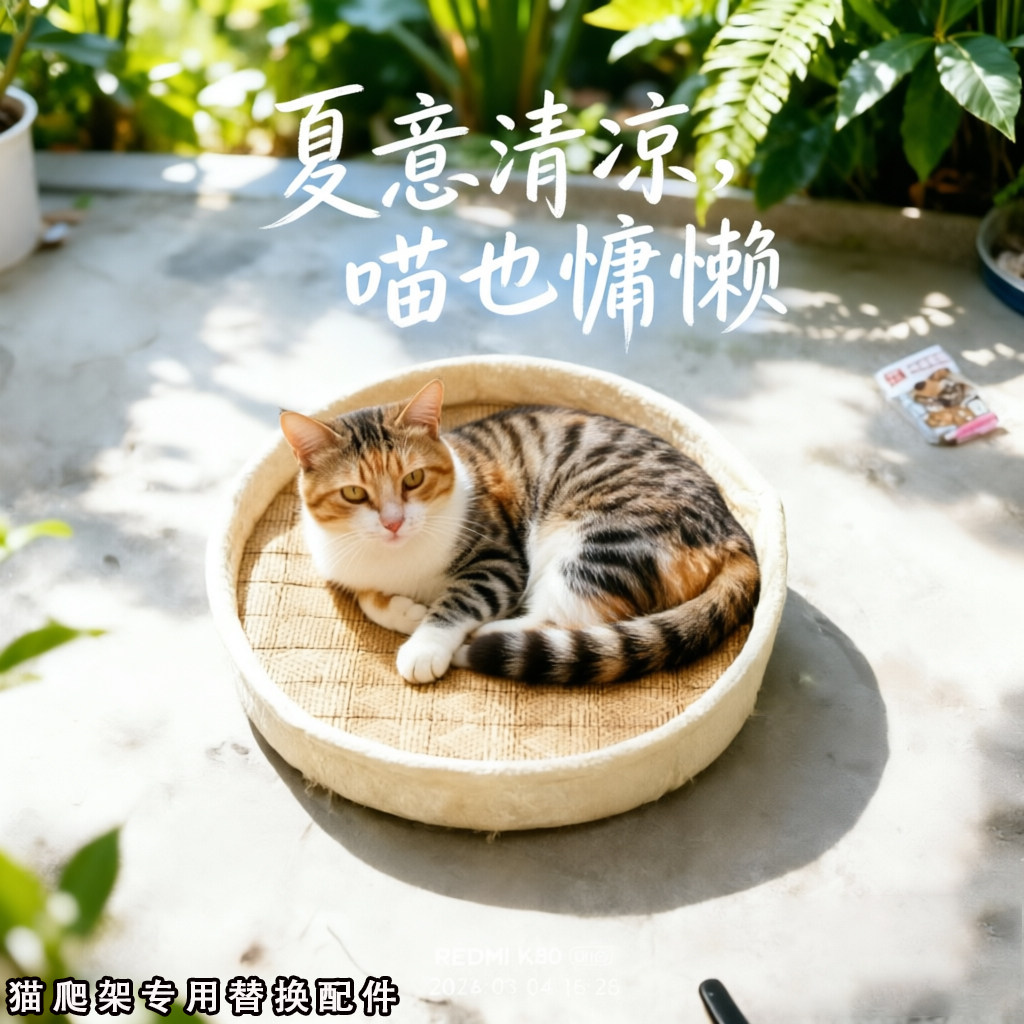 猫窝猫爬架配件DIY猫趴架子圆盘猫树夏季凉席窝藤编瞭望台猫垫子