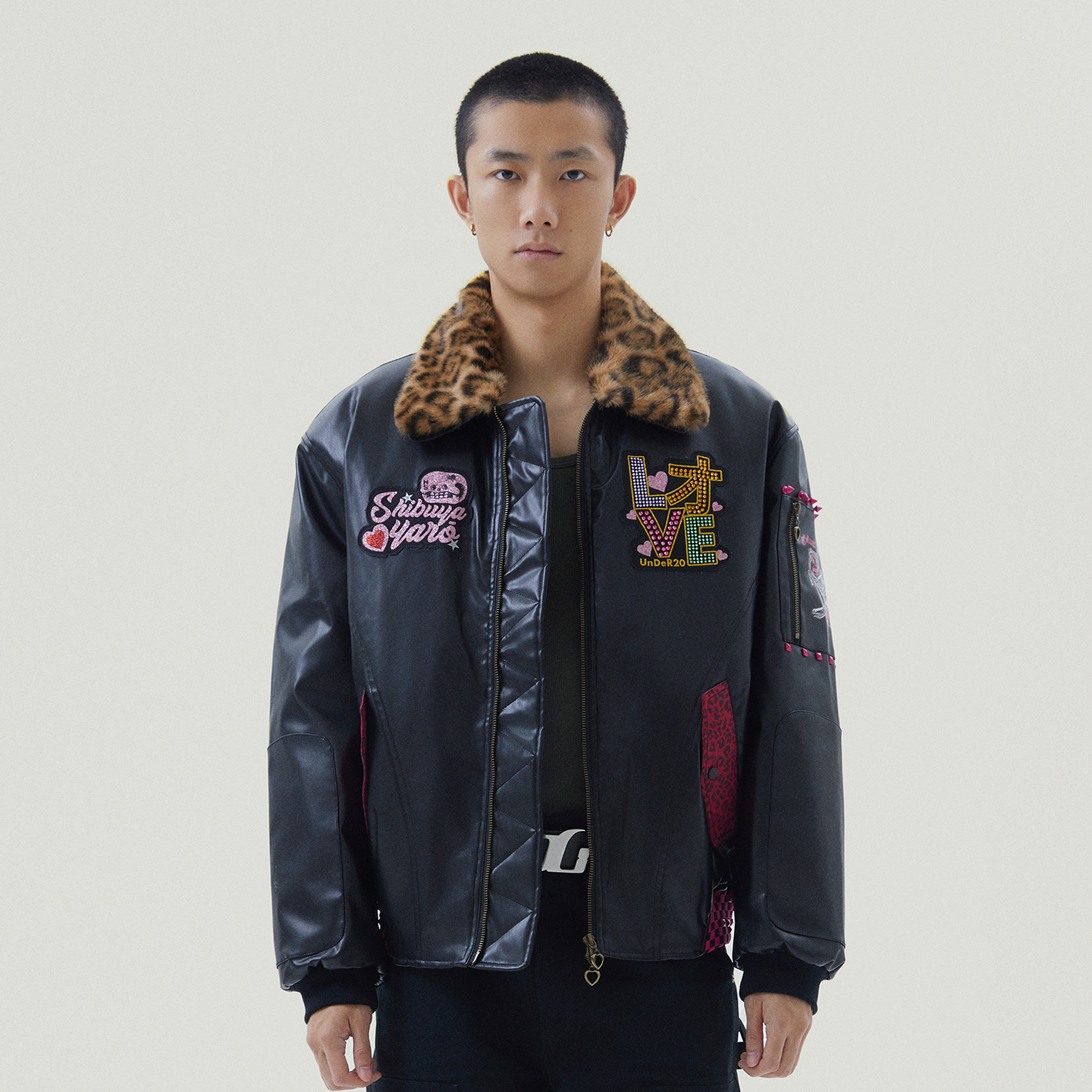 UnDeR20 x 独眼矮子 Y2K 涩谷的家伙 皮革夹克