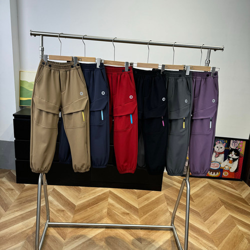 冬季加绒登山裤冲锋裤儿童长裤男童女童休闲裤子弹力运动裤2589R