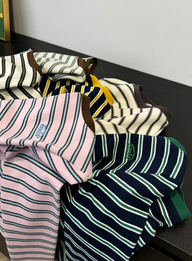 25秋季新款男童女童休闲圆领长袖条纹T恤纯棉弹力休闲打底衫6532