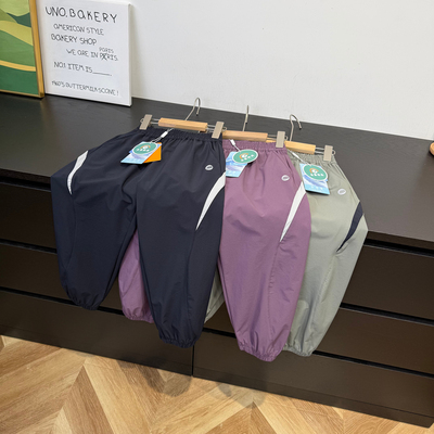 26春季新款梭织儿童登山裤弹力男童女童松紧腰卫裤运动休闲裤2603