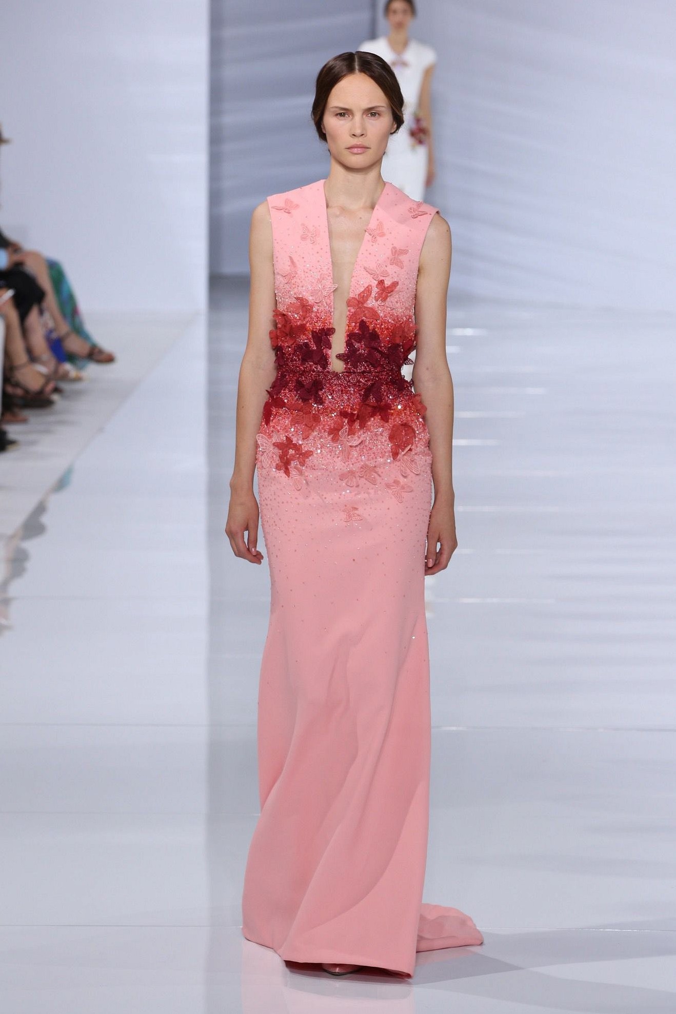 georges hobeika 红色渐变晚礼服蝴蝶刺绣新娘敬酒服订婚服妈妈装