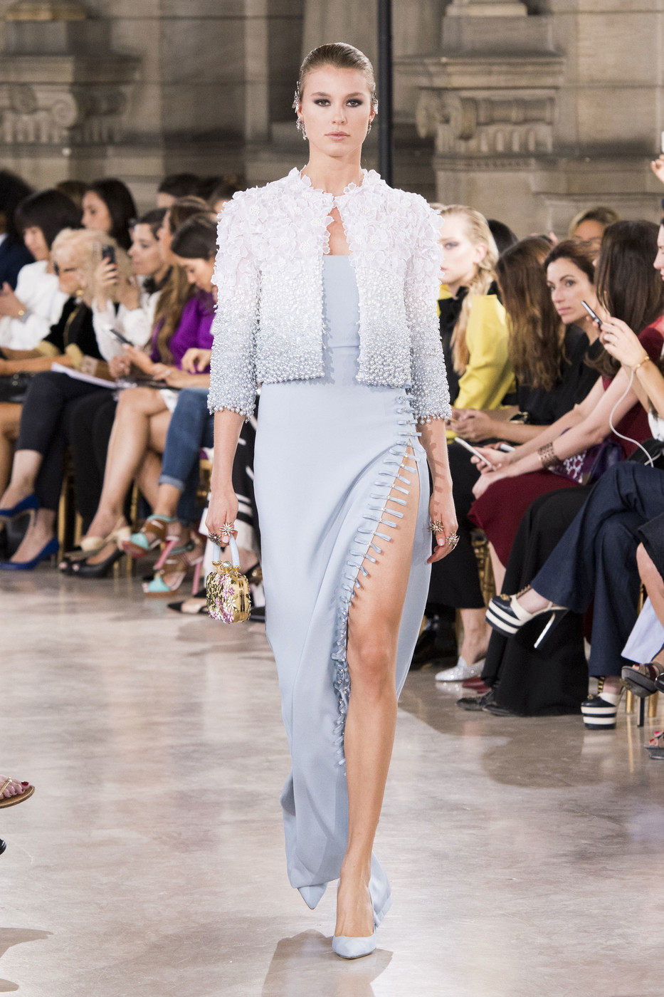 Georges Hobeika 蓝色两件套珍珠晚会宴会红毯日常礼服婚礼妈妈装