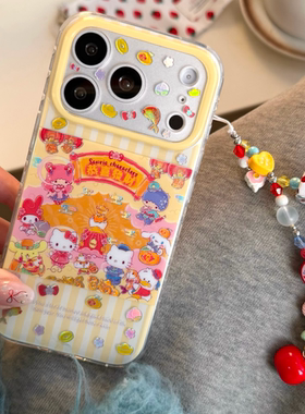 IMD卡通可爱新年鎏金恭喜发财大集合三丽鸥手机壳适用iPhone17promax个性防摔苹果16亮面15趣味创意14手链13