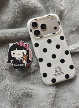 圆弧气囊IMD磁吸可爱白底黑色大波点抱熊猫咪手机壳适用适用iphone17promax个性大孔防摔苹果16磨砂15支架新