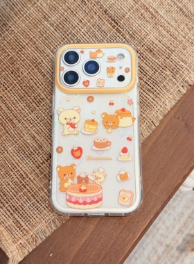 IMD卡通可爱镭射爱心甜品蛋糕轻松熊手机壳适用iPhone17promax个性防摔苹果16亮面15趣味创意少女心萌系治愈