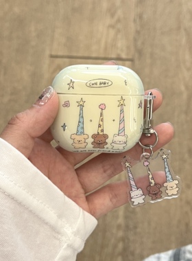 imd软套三只尖尖帽小动物苹果蓝牙耳机壳套适用airpods2/3/4女生时尚小众airpodspro/pro2/pro3卡通可爱清新