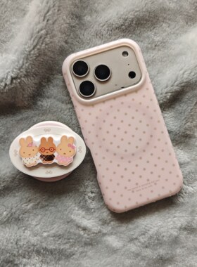 圆弧气囊IMD磁吸卡通可爱藕粉色波点手机壳适用iphone17promax大孔防摔15苹果16磨砂14米菲兔支架13简约少女