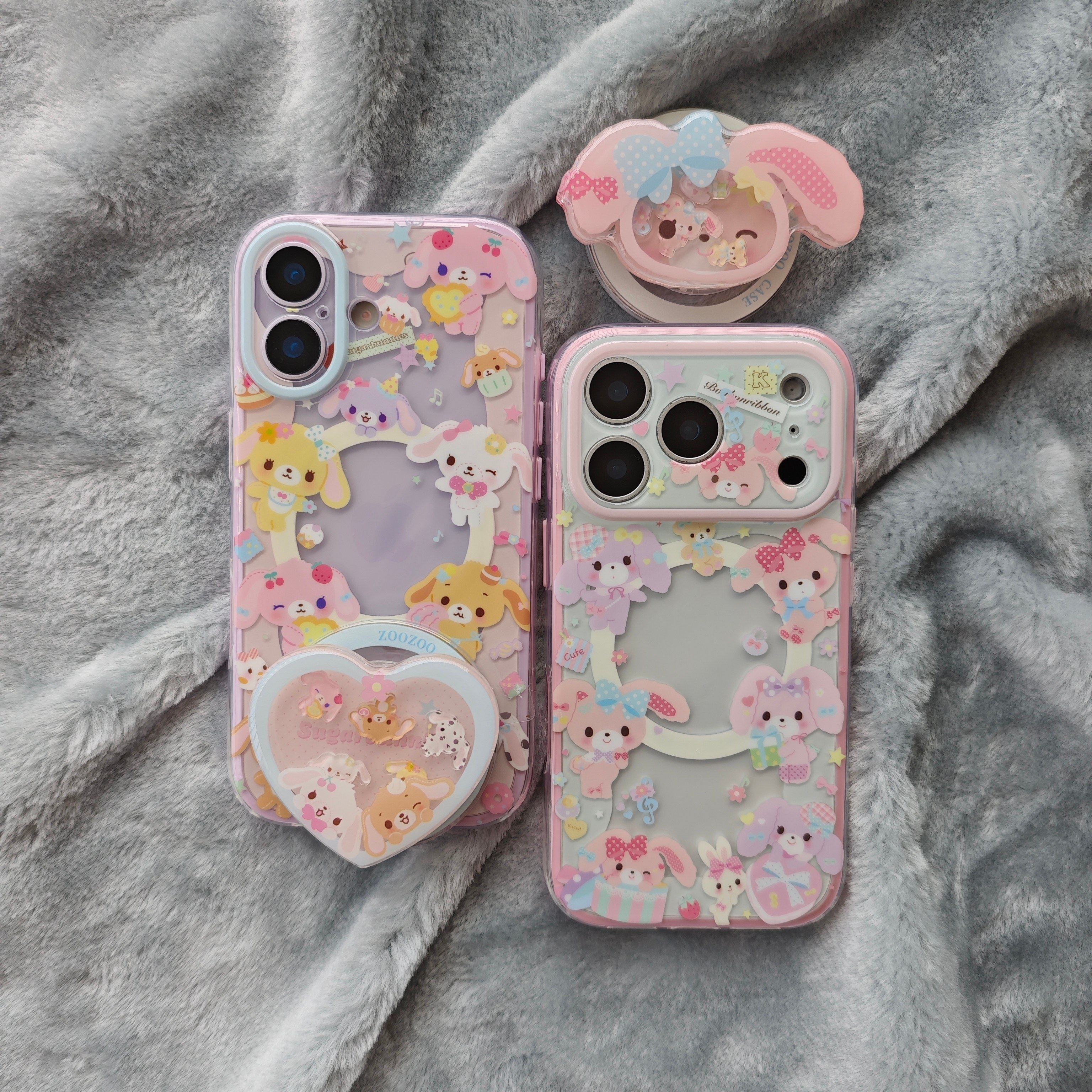 二合一粉边紫边IMD磁吸卡通可爱镂空围边甜品兔手机壳适用iPhone17promax个性防摔苹果16亮面15女生14支架13