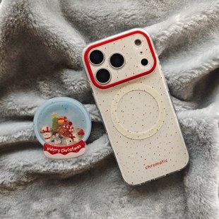 IMD磁吸卡通可爱米白色波点jellycat手机壳适用iphone17promax圣诞水晶球支架防摔苹果16亮面15趣味13创意14