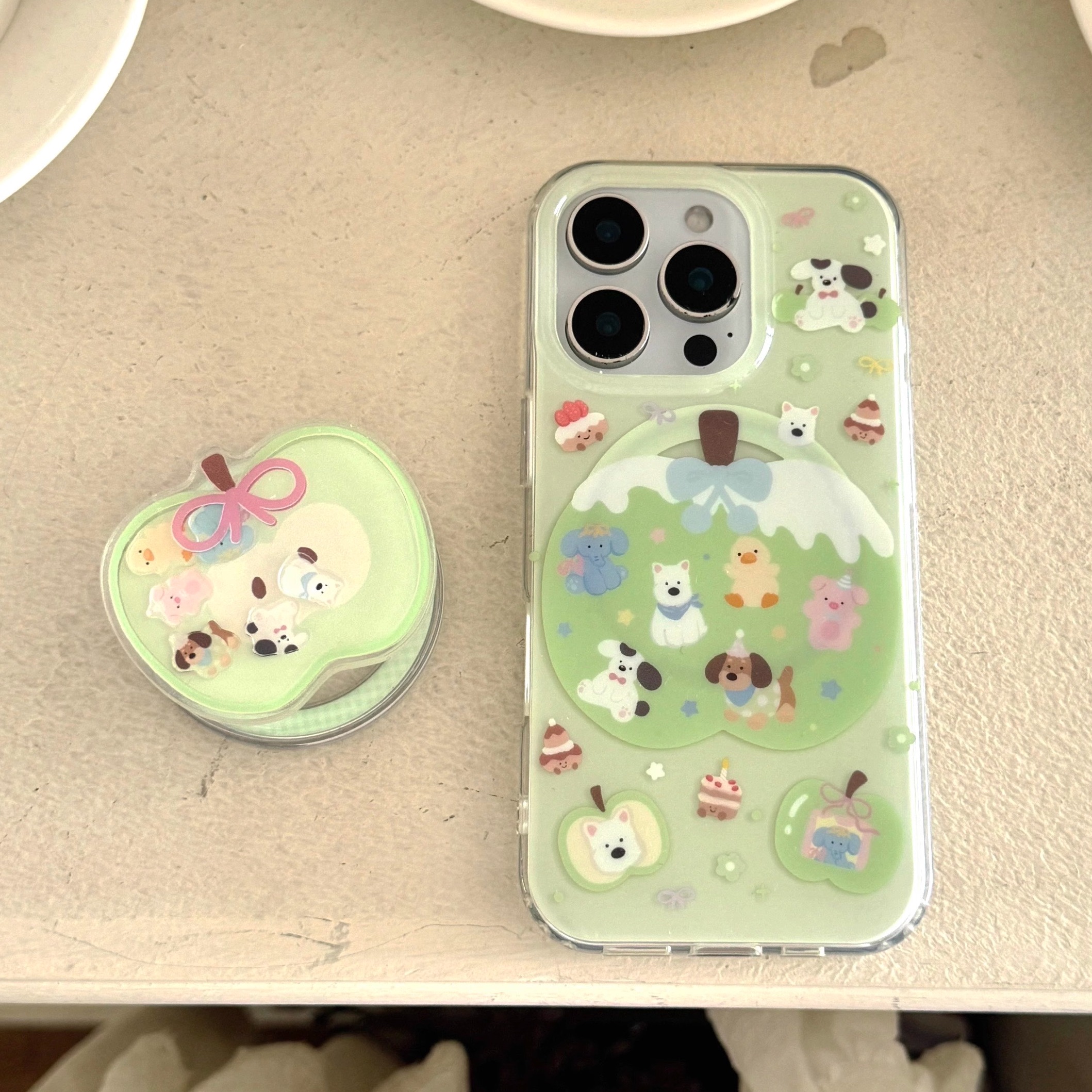 双层印花imd磁吸绿色青苹果jellycat手机壳适用iphone16promax大孔华为mate60防摔Pura70苹果15女生14亮面13