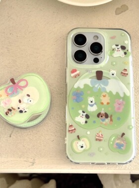 双层印花imd磁吸绿色青苹果jellycat手机壳17适用iphone16promax大孔华为mate60防摔Pura80苹果15女14亮面13