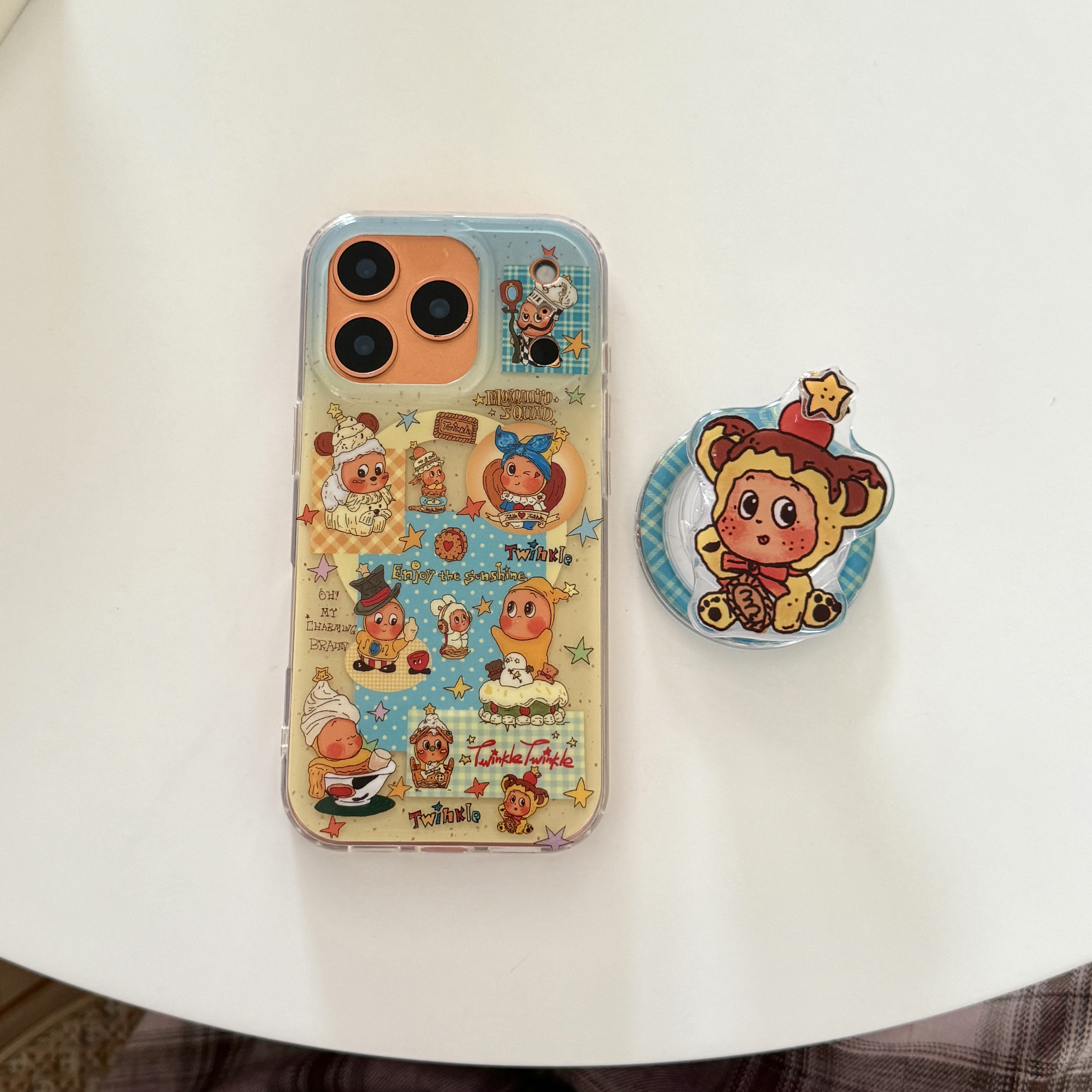 可爱网红蓝黄渐变星星人手机壳