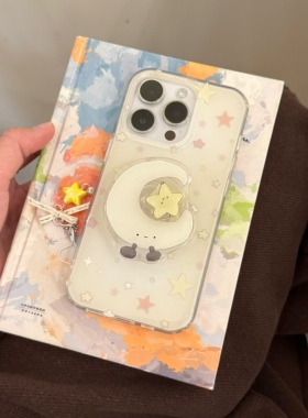 双层印花imd简约黄色渐变底满屏五角星手机壳适用iphone16promax大孔防摔苹果15旋转支架14亮面13女生网红ins