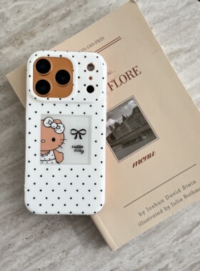 IMD卡通可爱白色波点蝴蝶结Kitty猫手机壳适用iphone17promax个性防摔苹果16亮面15趣味创意14甜美13硬壳软边