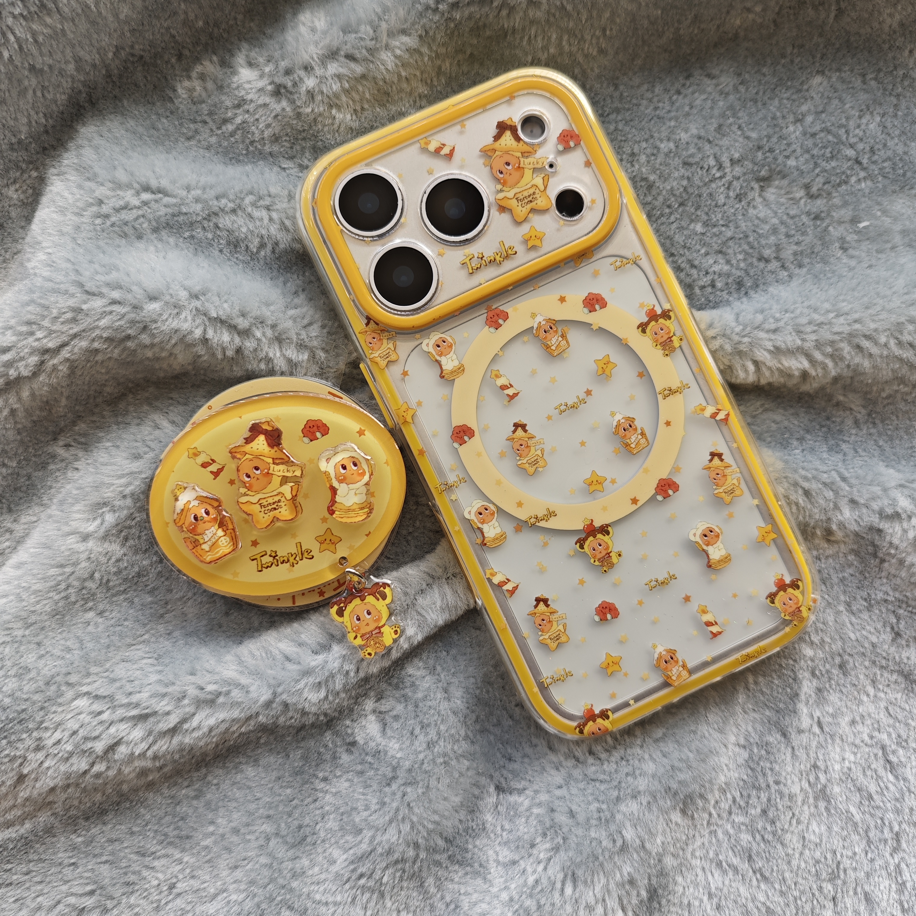 卡通可爱透明满屏星星人手机壳