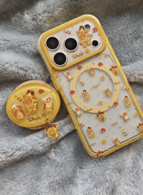 二合一黄边IMD磁吸卡通可爱透明满屏星星人手机壳适用iPhone17promax个性防摔苹果16亮面15趣味创意14支架13