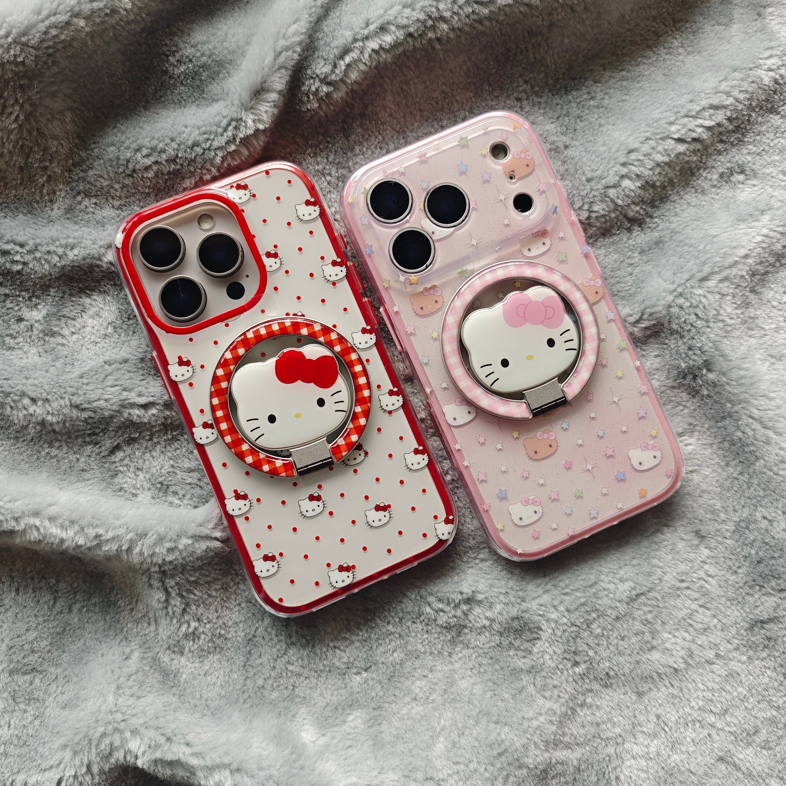 二合一IMD磁吸卡通可爱红粉波点星星kitty猫手机壳适用iPhone17promax大孔防摔苹果16亮面15趣味14折叠支架13