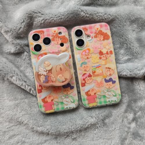 粉绿黄格纹涂鸦蜡笔小新手机壳