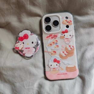 IMD磁吸卡通可爱粉红色小笼包hellokitty猫手机壳适用iPhone17promax大孔防摔苹果16亮面15趣味创意14支架13