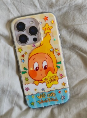 IMD卡通可爱鎏金星星人手机壳适用iphone16promax大孔防摔苹果15趣味个性14亮面13男女情侣网红创意硬壳软边