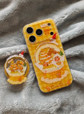 IMD磁吸卡通可爱黄色格纹圣诞树水晶球星星人手机壳适用iphone17promax防摔苹果16亮面15趣味支架创意全包新
