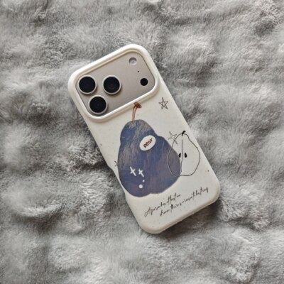 锡纸底白色泼墨水梨星星手机壳