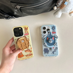 IMD磁吸卡通可爱猫和老鼠搞怪汤姆猫杰瑞鼠情侣手机壳适用iPhone17promax大孔防摔苹果16亮面15趣味14支架13