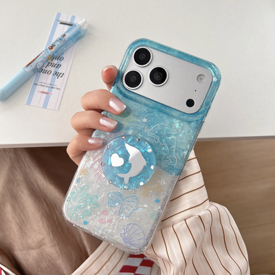 贝壳纹拼色海豚水母海洋手机壳