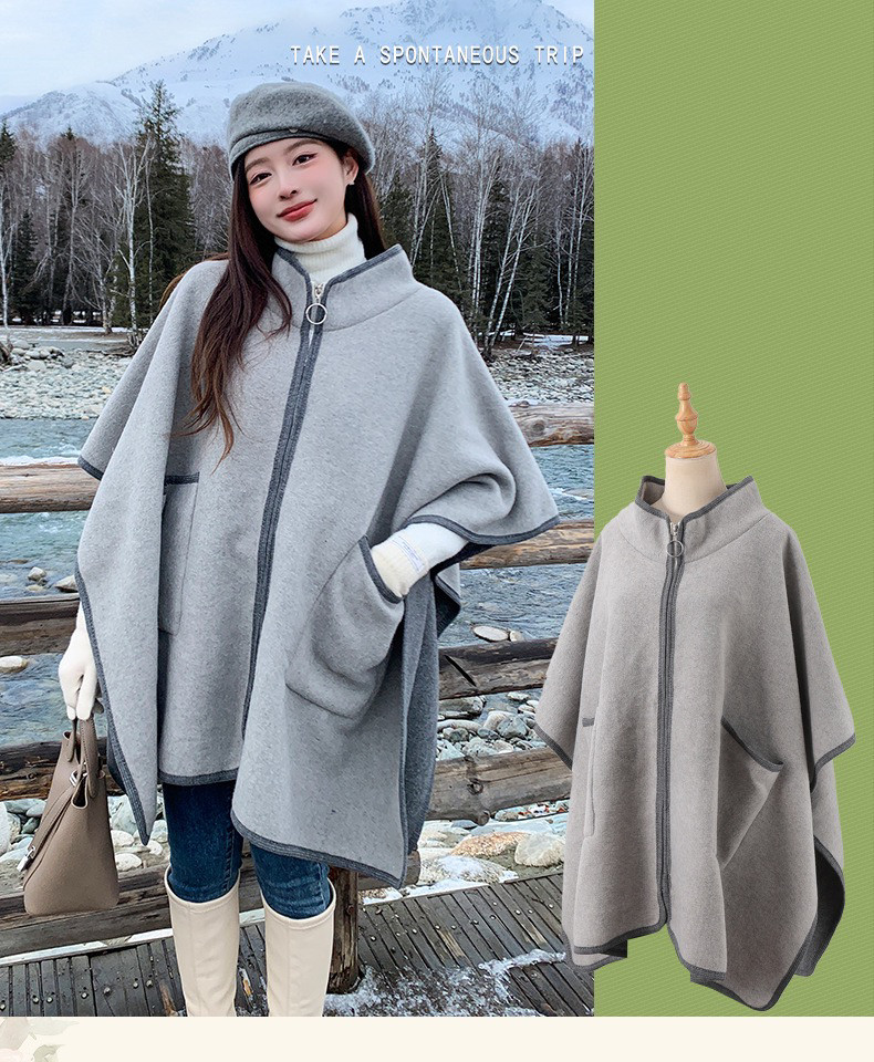 欧美风中长款纯色毛呢斗篷外套秋冬季新款气质百搭加厚外搭披风女,女装/女士精品,毛呢外套,淘宝优惠券,粉丝福利购,淘宝优惠卷