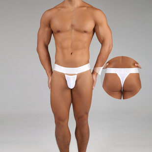 饰透气T裤 性感JJ袋宽腰带金属扣装 网格丁字裤 男士